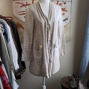 Beige linen topper casual jacket